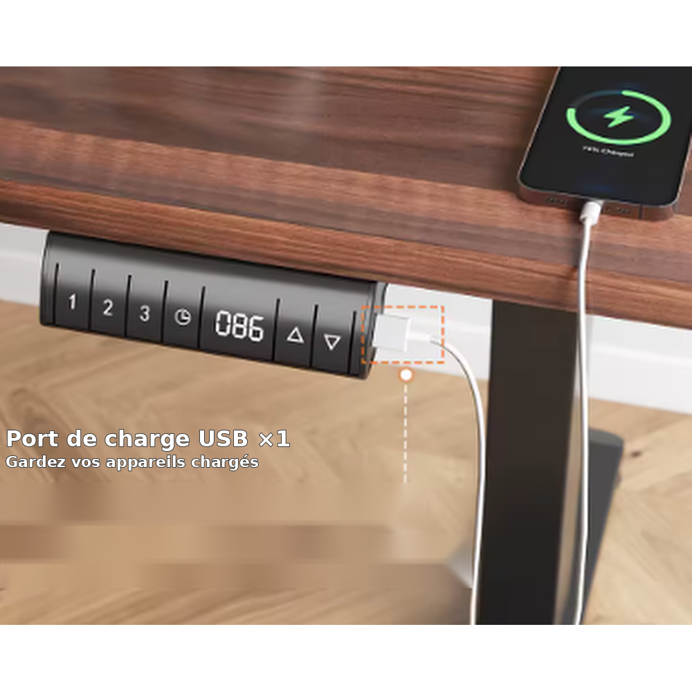 Bureau Assis-Debout Électrique (140x70 cm)