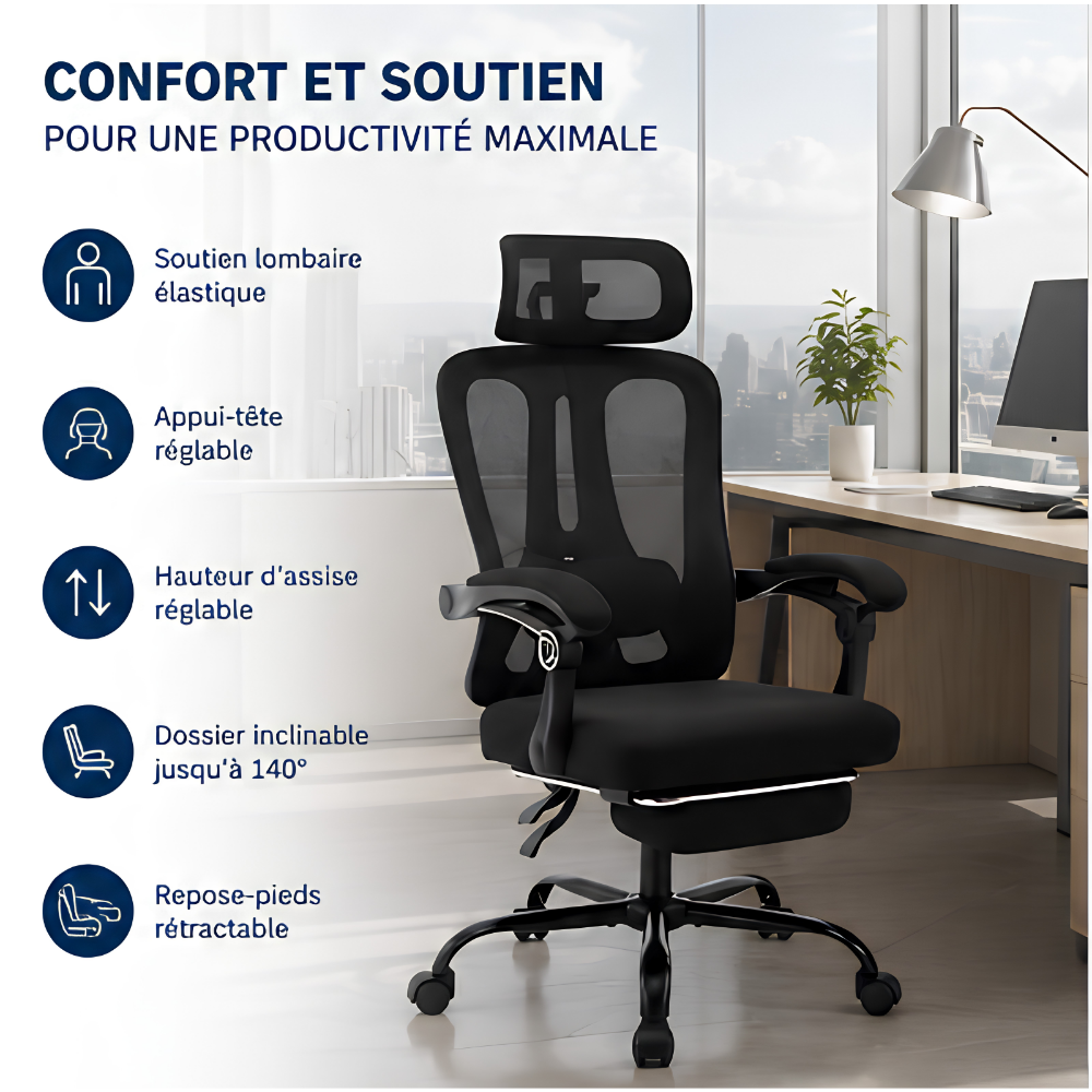 Chaise de bureau ergonomique confort