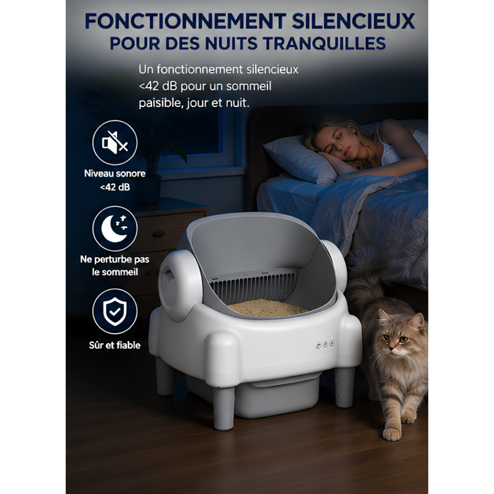Bac à Litière Ouvert Automatique & Connecté (76L)