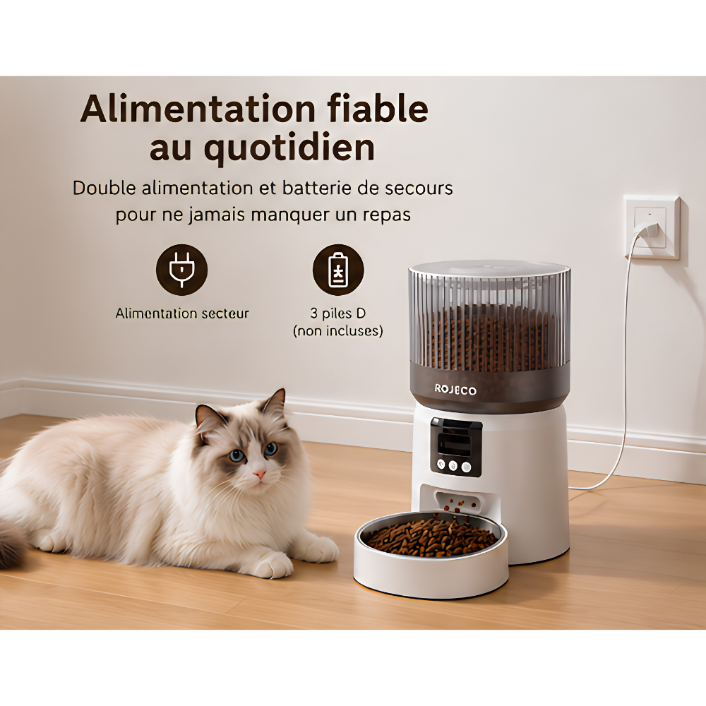 Distributeur Automatique de Nourriture avec Caméra HD 1080P pour Chat et Chien
